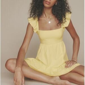 Reformation Yellow Tiered Jeune Mini Dress 6